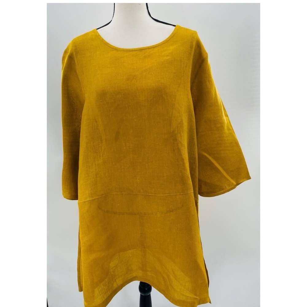 Bryn Walker Mustard “Rhodiola” Linen Scoop Neck Tunic